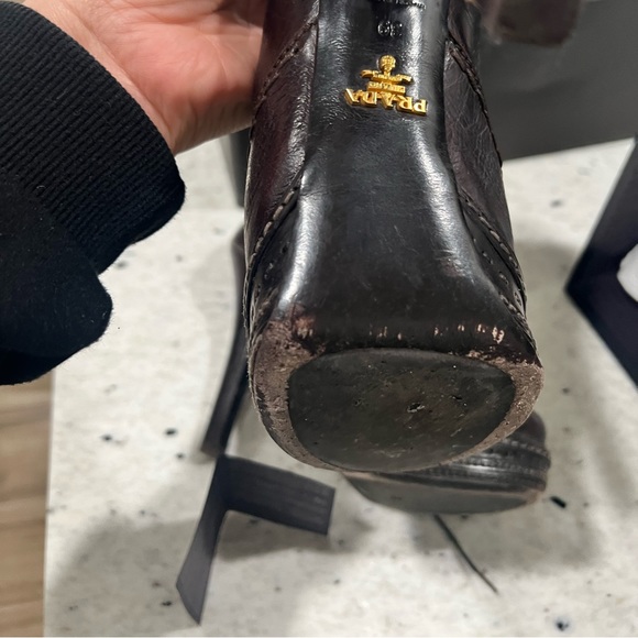 Cow Hide Oxford Prada Vintage Booties-Platform - Picture 2 of 6